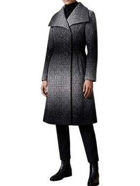 Alice + Olivia Ombre Sequin Wool Coat Gray Black Size M